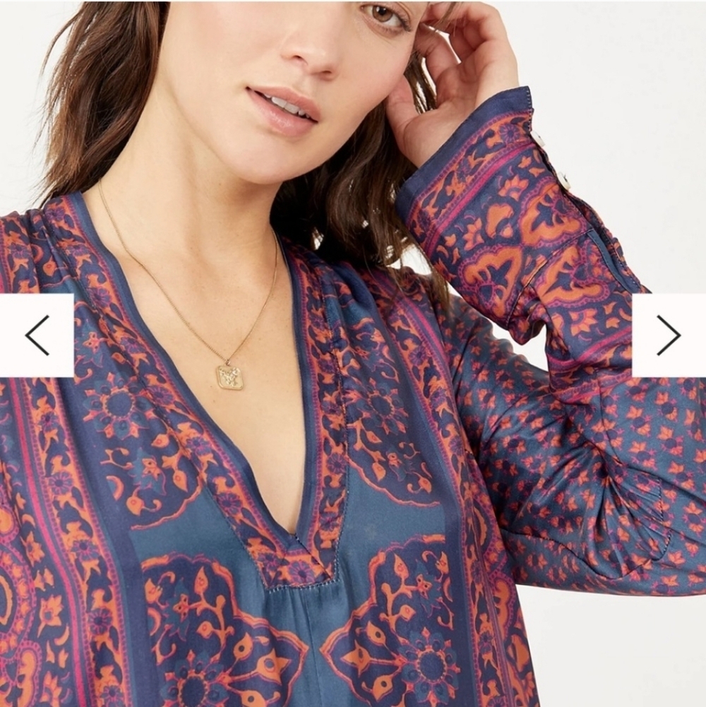 FREE PEOPLE Meadow Mod Mini Dress Moody Combo, Long Sleeve, Size L - Picture 4 of 15